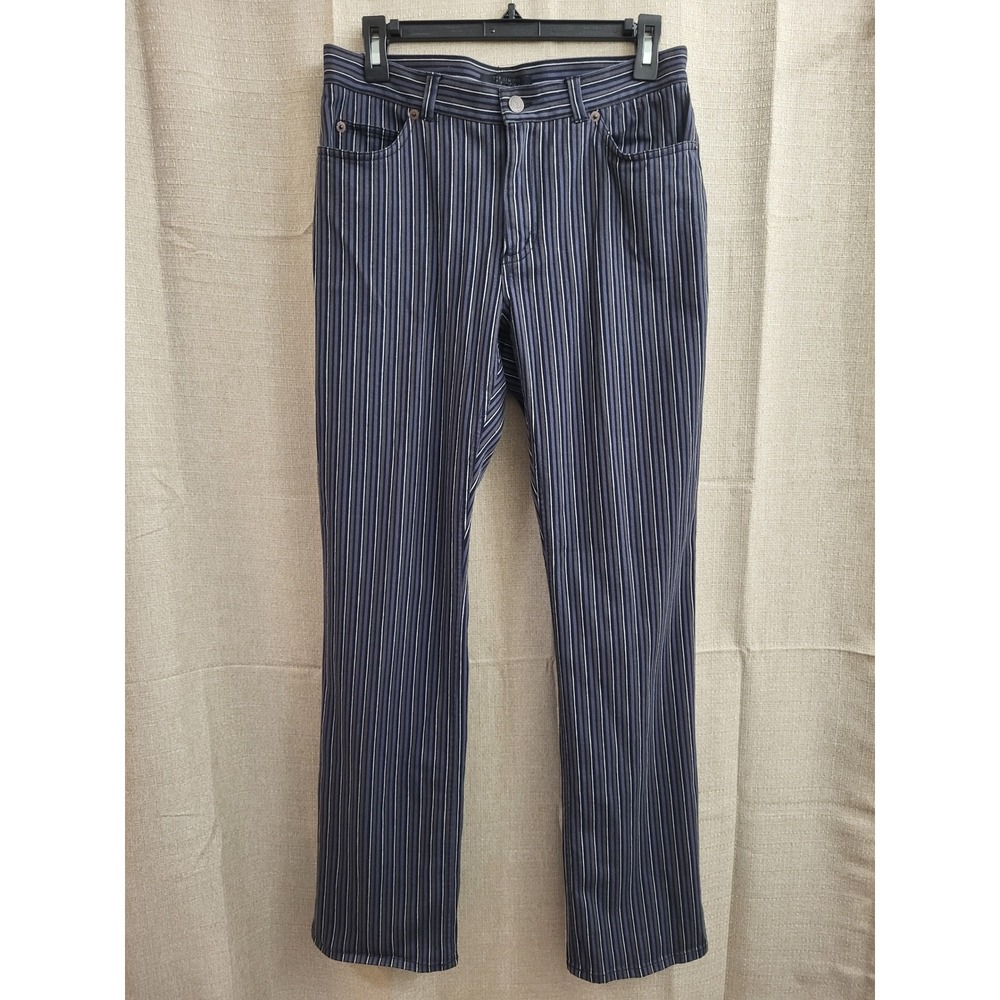 The Limited Stretch Navy Blue White Striped Straight Leg Pants Womens 8